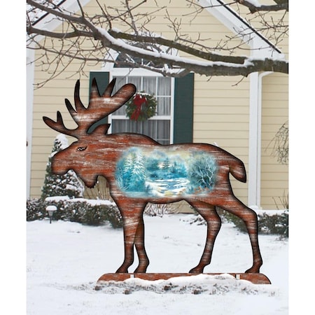 Heat Wave 32 in Woodsy Moose Scenic FreeStanding Garden Decor HE2097436